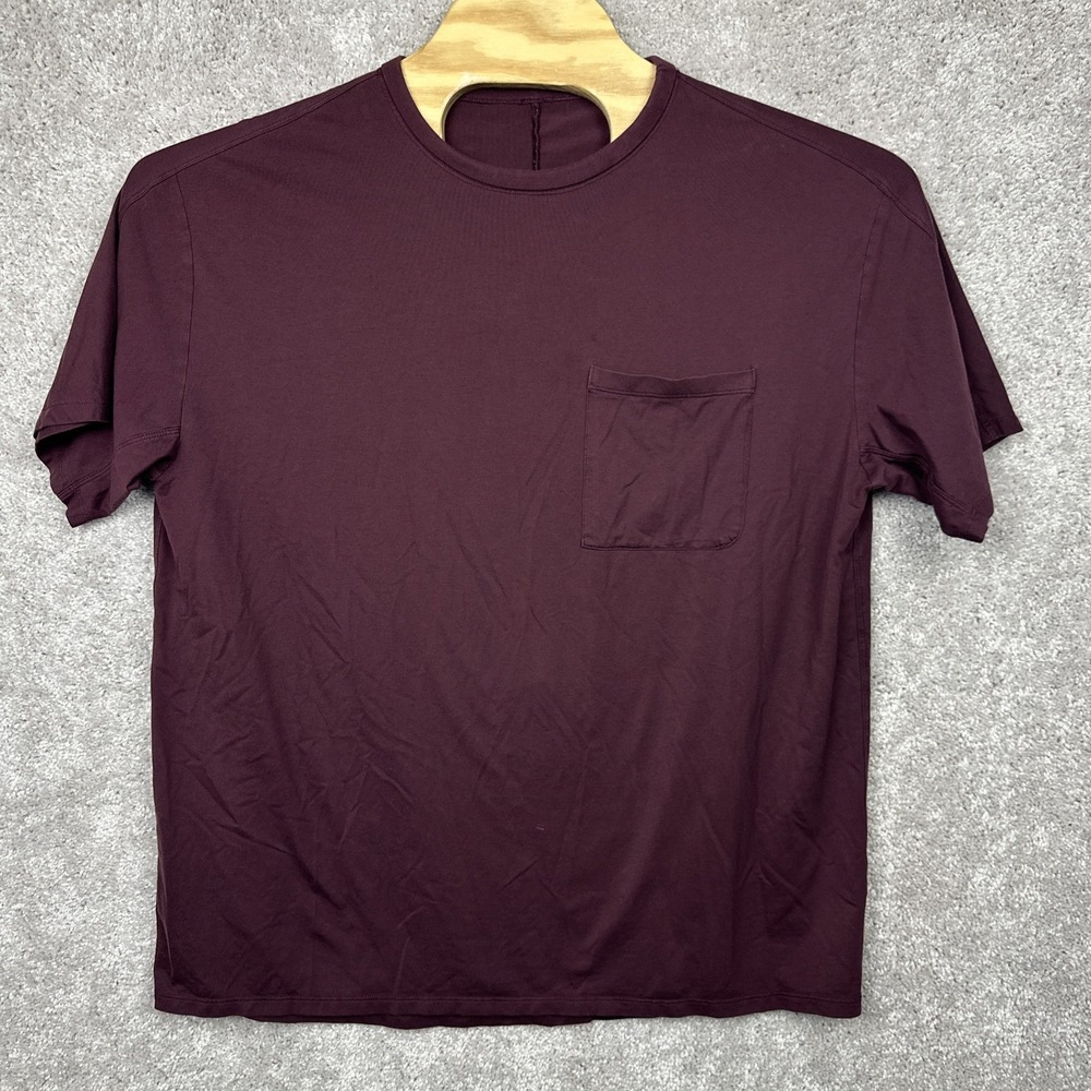 Lululemon The Fundamental Pocket T-Shirt Burgundy Athleisure Mens NO SIZE